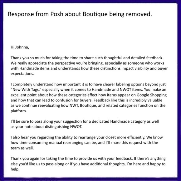 NEW: Condition Options & Response From Posh on Boutique Being Removed - Picture 2 of 5